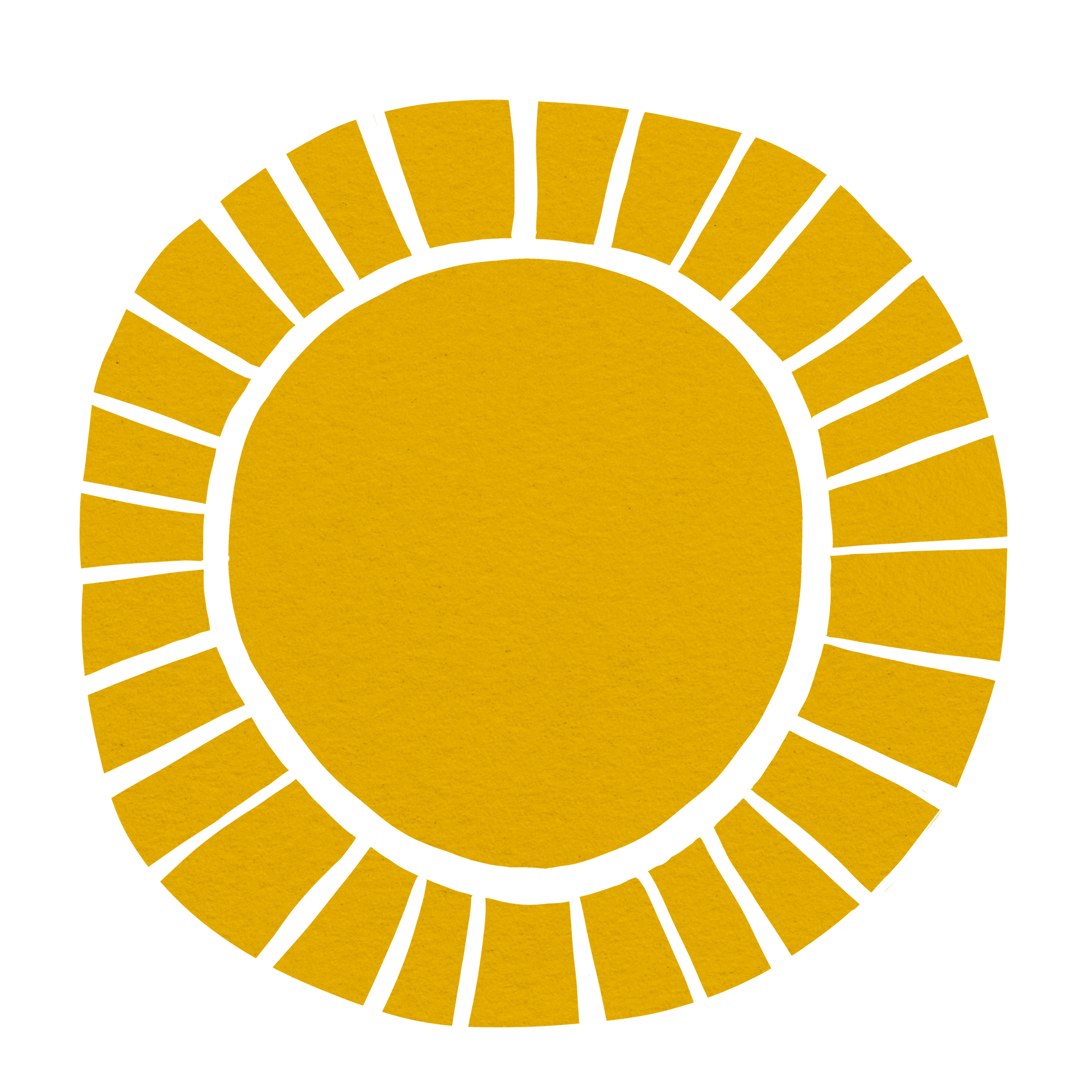 Cut collage graphic of sun
(decorative)
