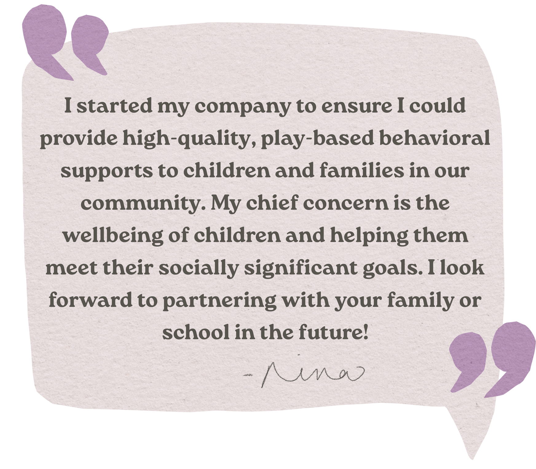 Welcome quote from Nina 