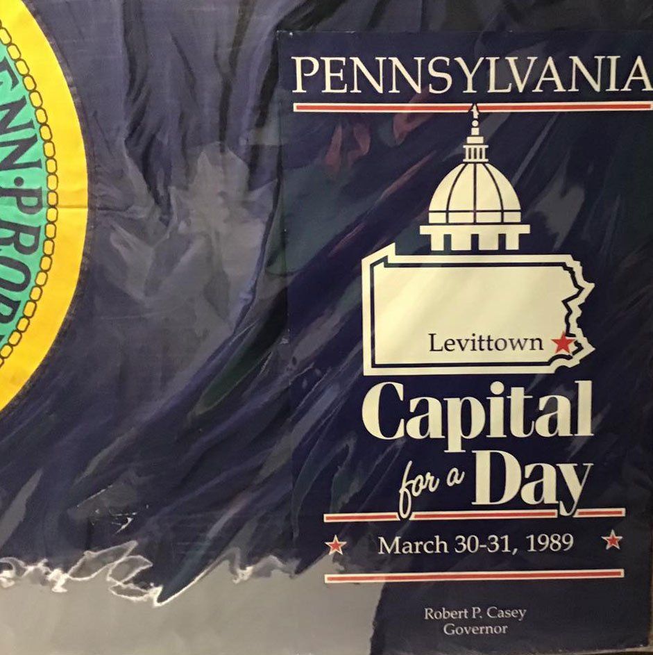 Pennsylvania Capital for a Day poster for Levittown, March 30-31, 1989, with capitol dome graphic and seal