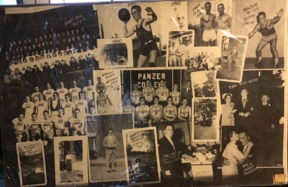 Vintage boxing collage with multiple black-and-white fight photos and a central Panzer Club sign.