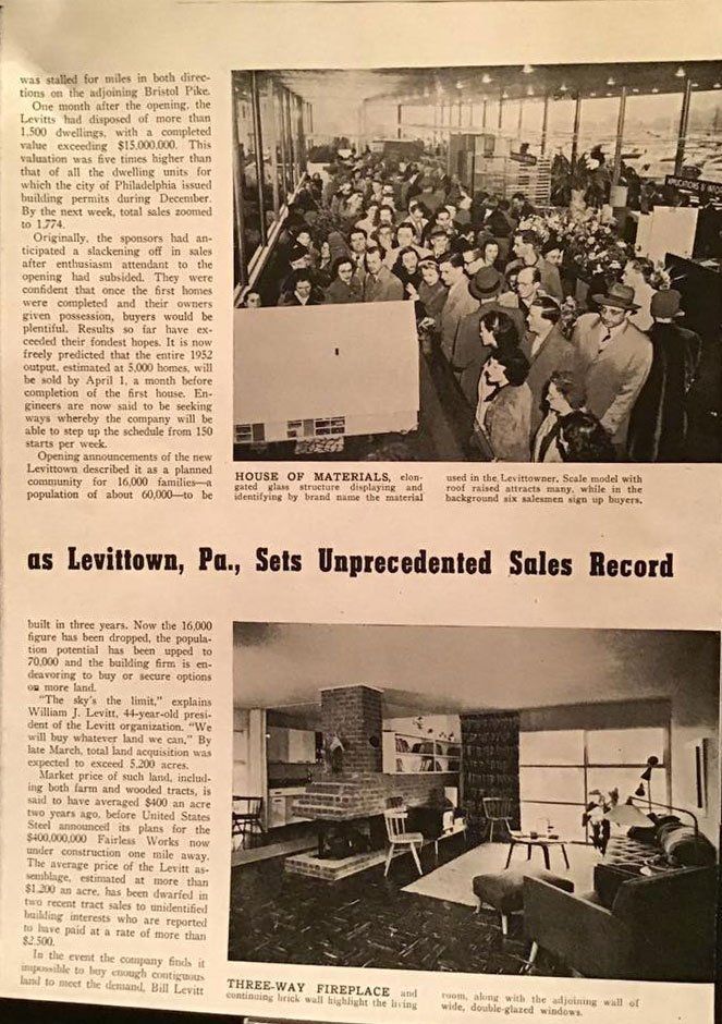Vintage newspaper page with two black-and-white photos of a busy industrial plant and workers inside a factory room