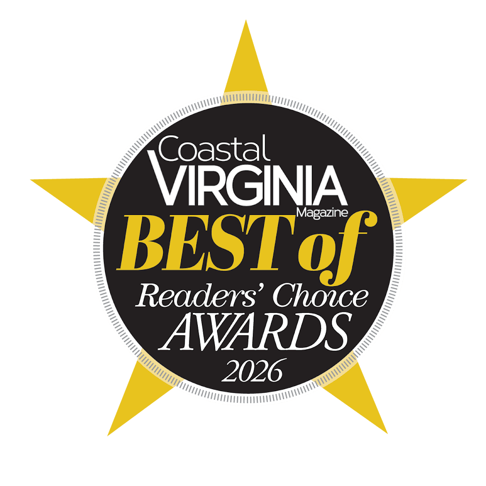 Coastal Virginia Best of Readers’ Choice Awards 2026 badge with gold star and black center