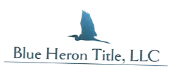 Blue Heron Title, LLC logo with blue heron and wave graphic