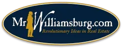 MrWilliamsburg.com logo on dark blue oval with gold border and “Revolutionary ideas in Real Estate” tagline