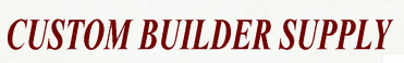 Custom Builder Supply logo text in dark red serif font on a light background