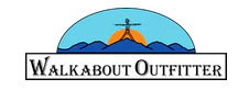 Walkabout Outfitter logo with a kayak on blue sky and orange mountain, black text on white background