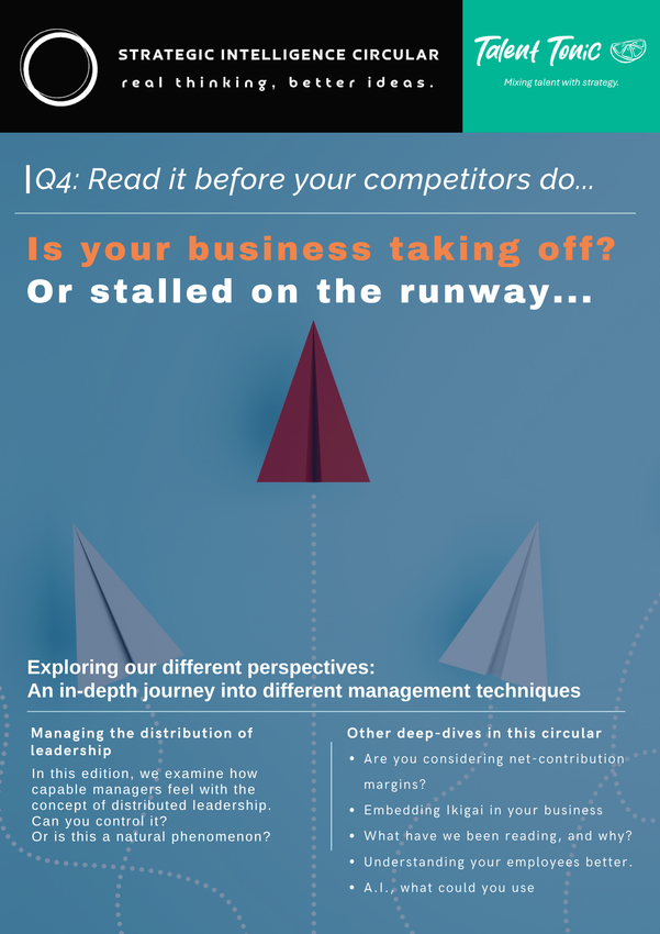 Poster: a business advertisement with paper airplanes and text 