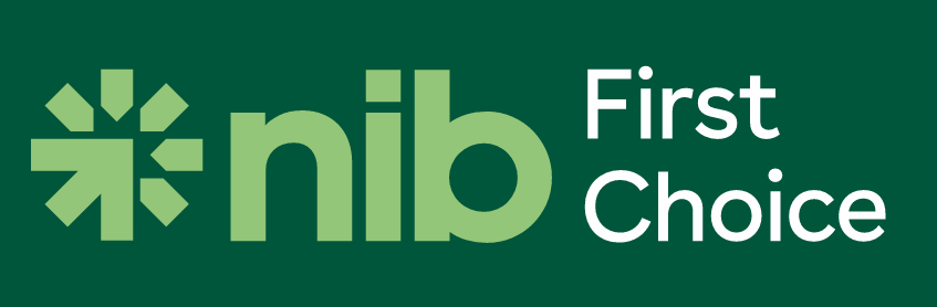 The nib first choice logo is green and white
