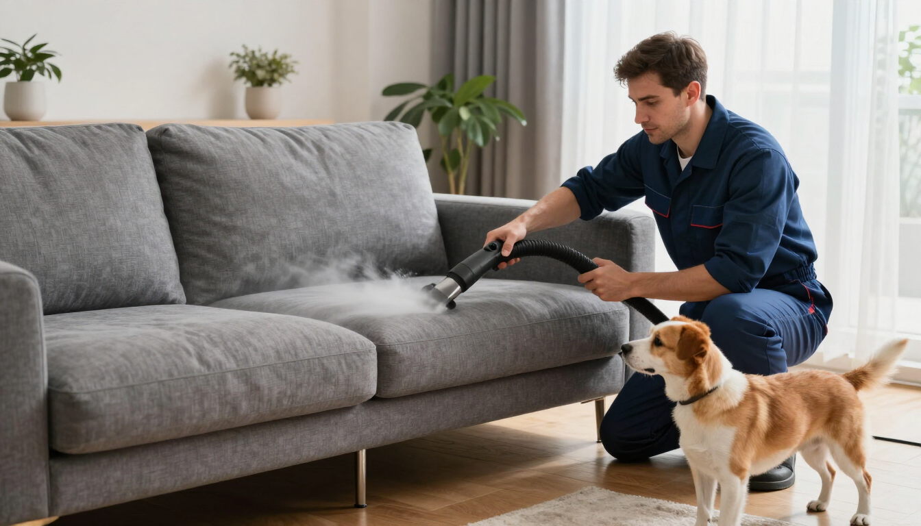 Tratamiento profesional para eliminar olor a perro del sofá