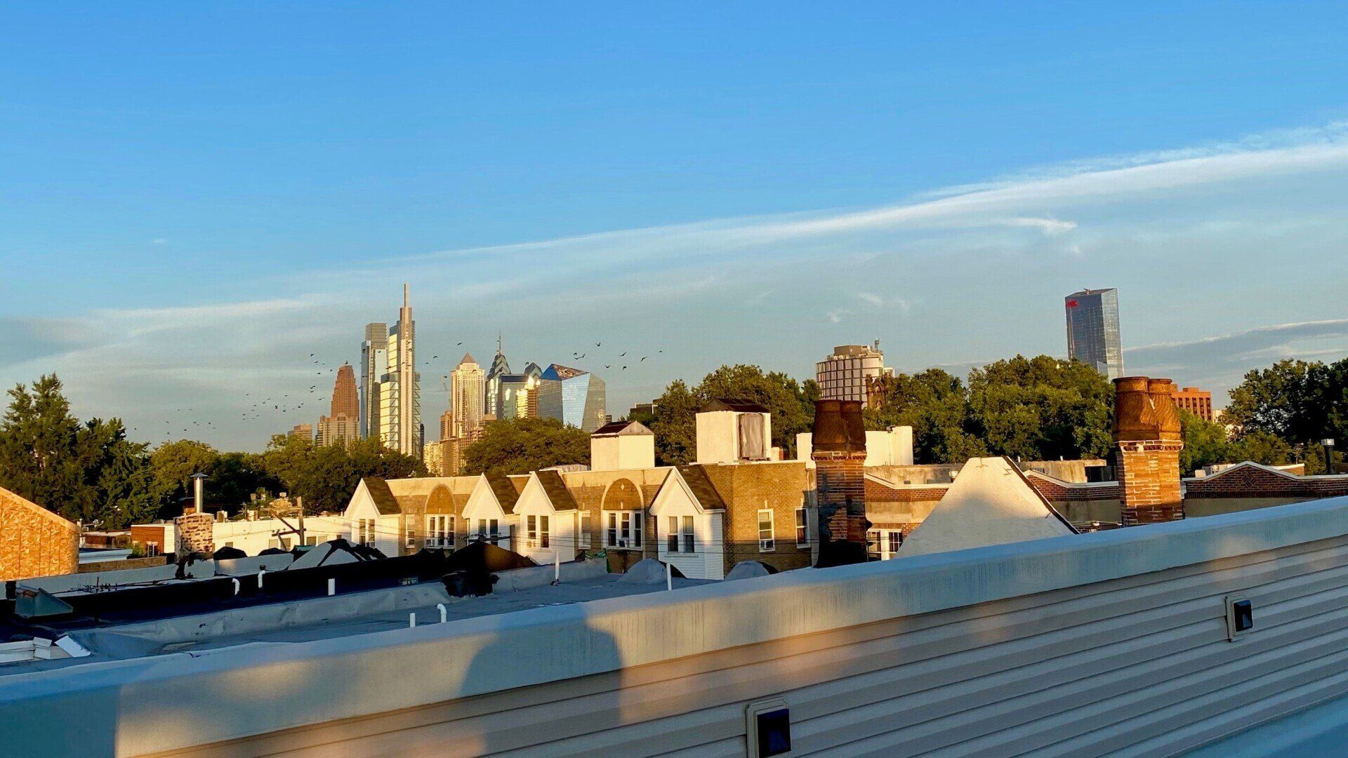 Rooftop West philly skyline view