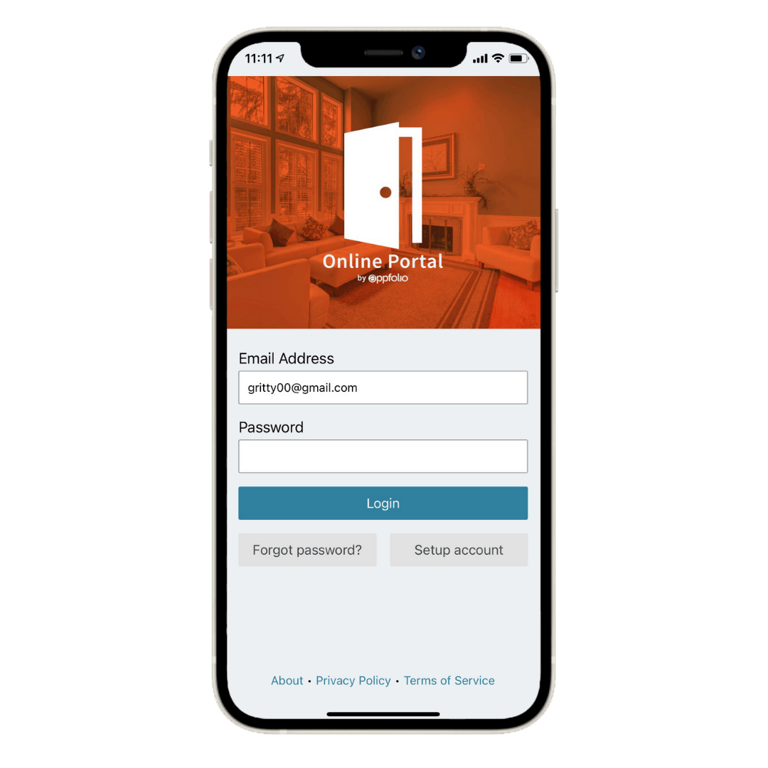iPhone displaying Online Portal