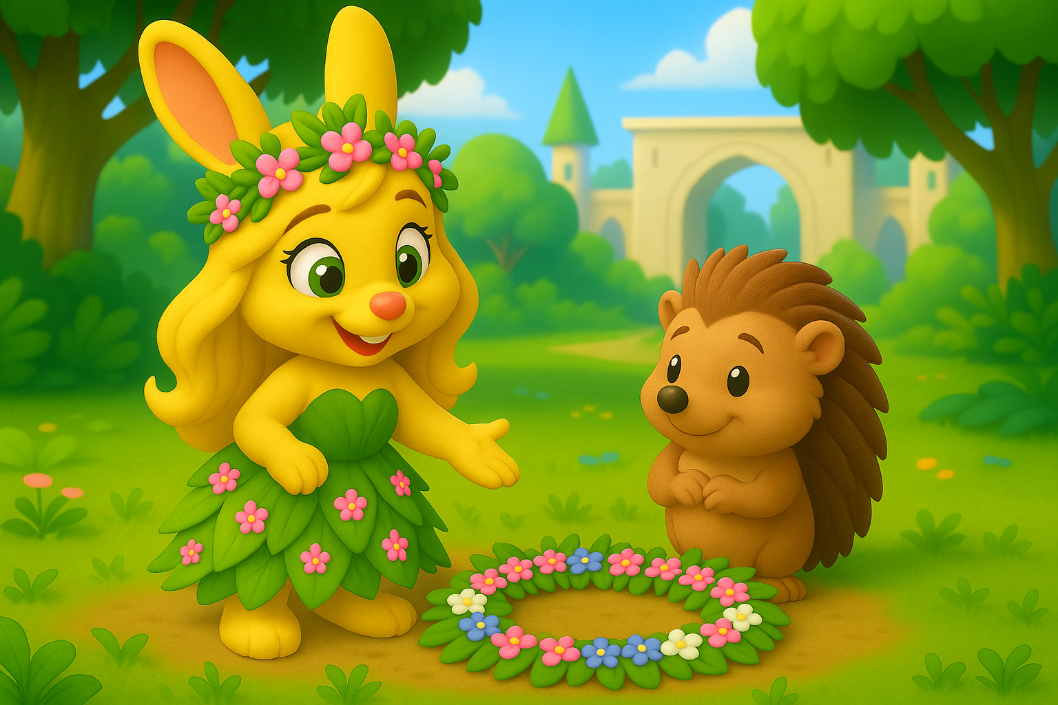 Illustration for Leafy and the Spring Parade Garden, a TinyTales Land story about kindness