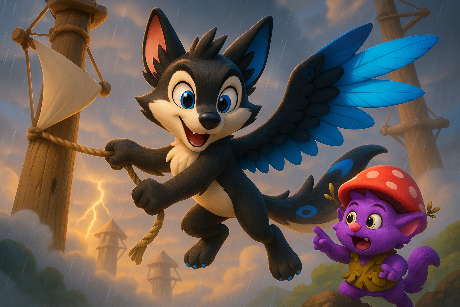 Illustration for Max the Sky Fox and the Power of Initiative, a TinyTales Land story about initiative