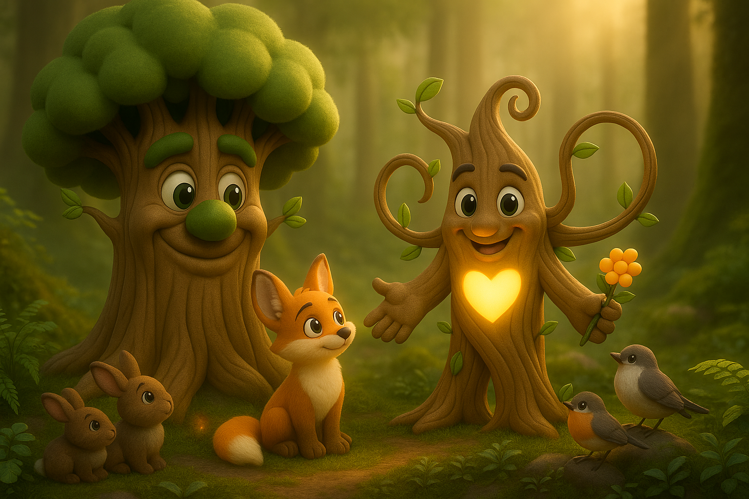 Illustration for Heartroot and the Forest of Compassion, a TinyTales Land story about compassion