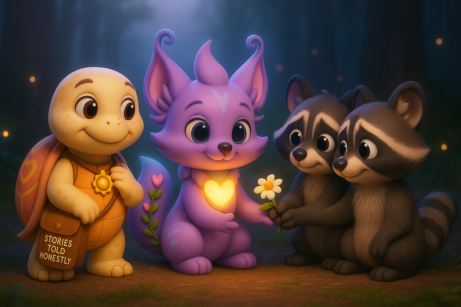 Illustration for Willowdrop and the Raccoons, a TinyTales Land story about forgiveness
