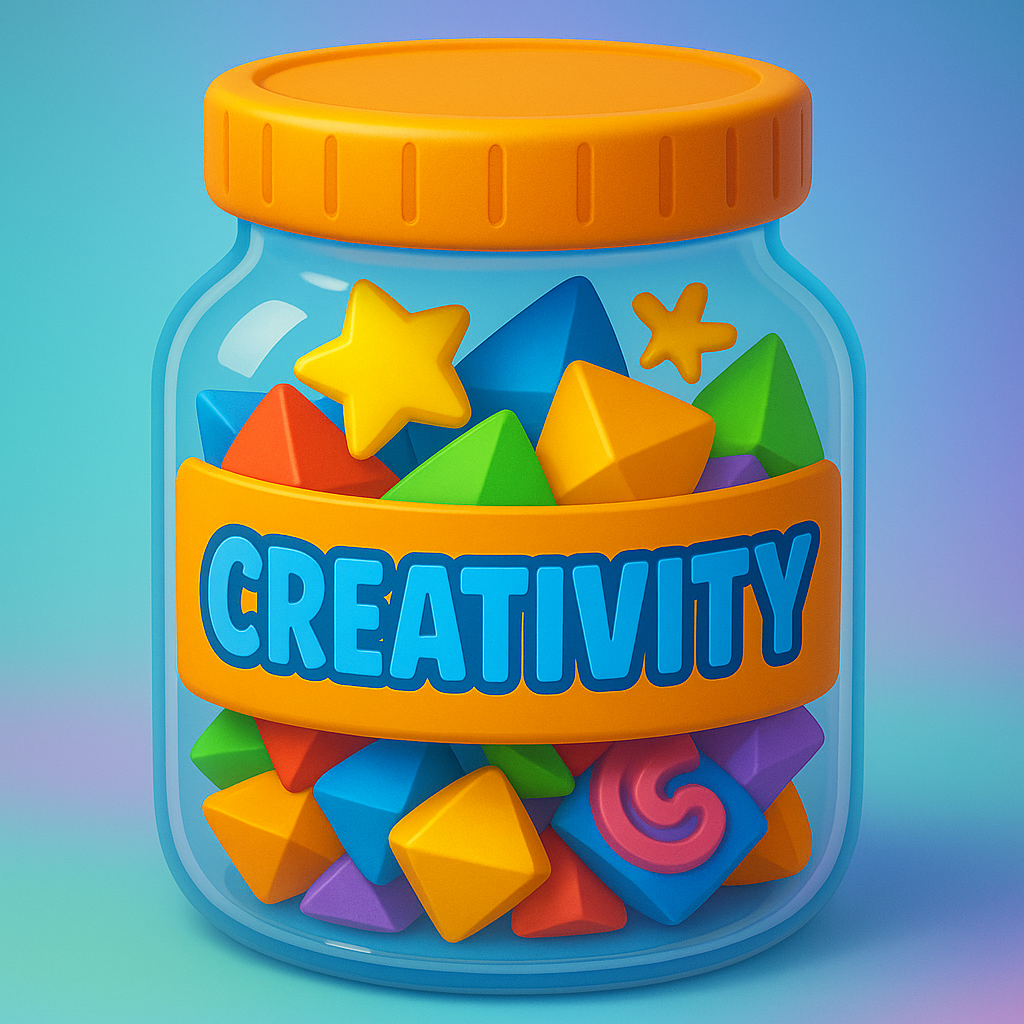 Creativity Jar Game for kids, a TinyTales Land character trait activity for ages 3 to 10.