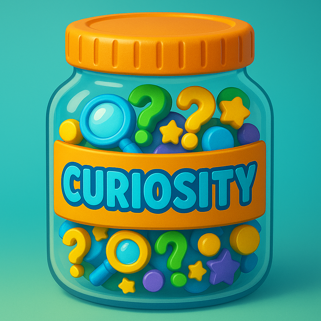 Curiosity Jar Game for kids, a TinyTales Land character trait activity for ages 3 to 10.