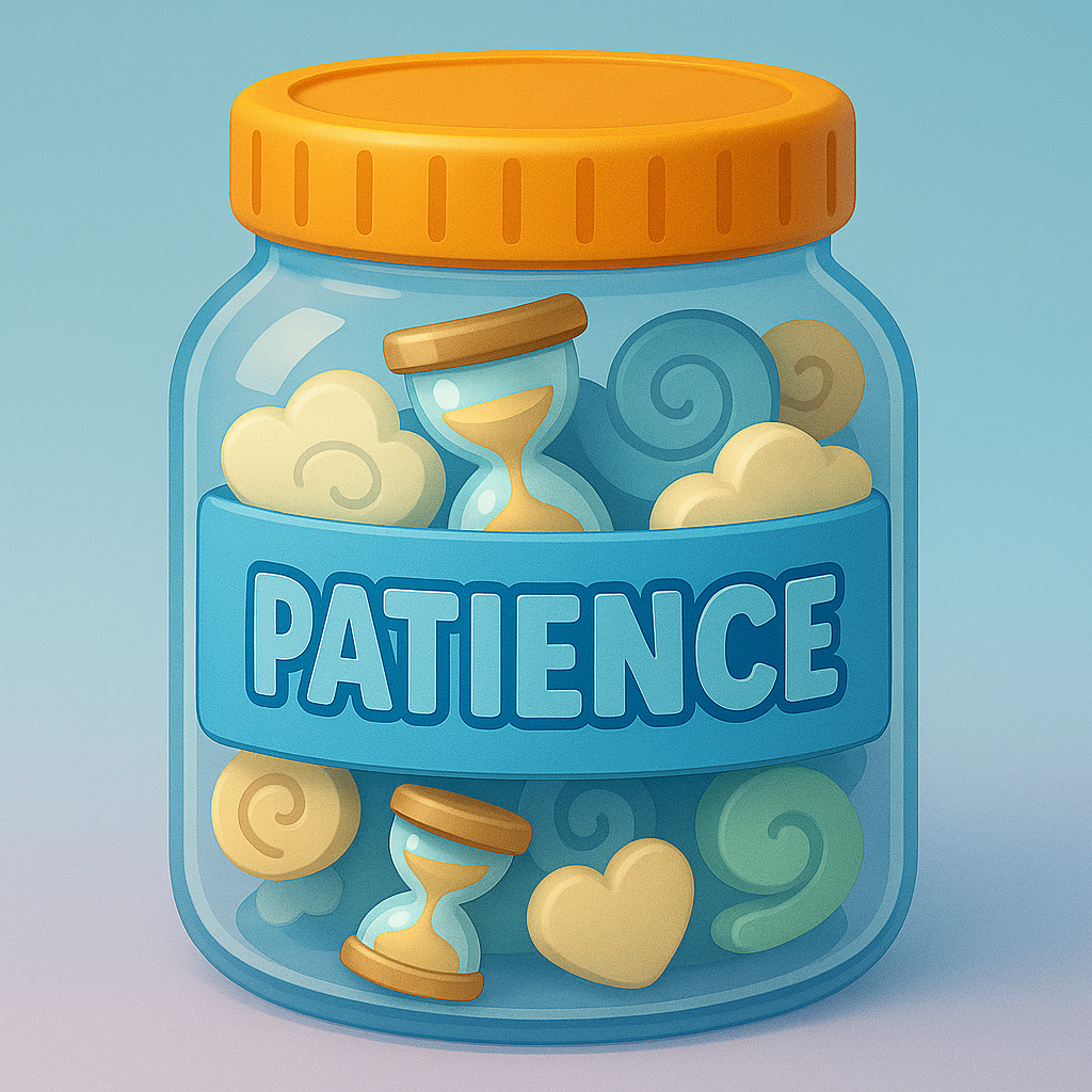Patience Jar Game for kids, a TinyTales Land character trait activity for ages 3 to 10.