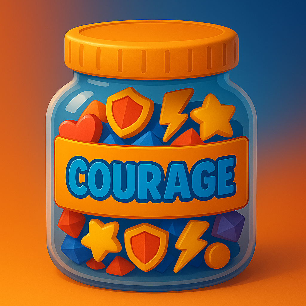 Courage Jar Game for kids, a TinyTales Land character trait activity for ages 3 to 10.