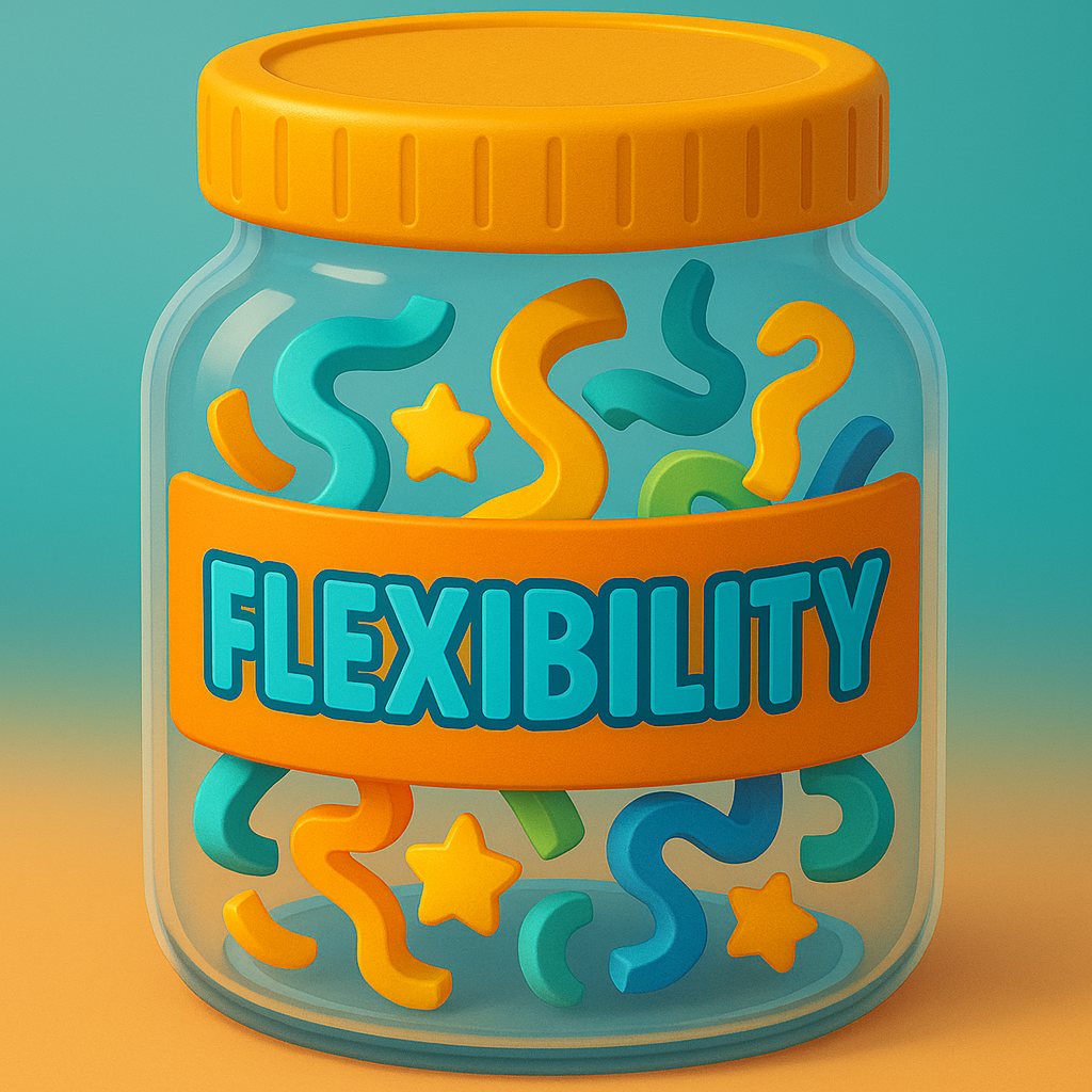 Flexibility Jar Game for kids, a TinyTales Land character trait activity for ages 3 to 10.