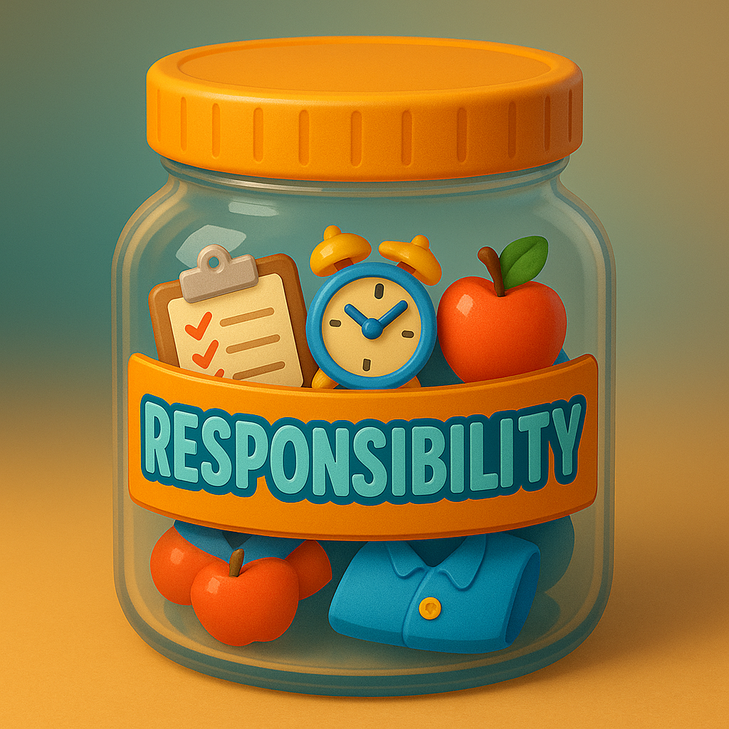 Responsibility Jar Game for kids, a TinyTales Land character trait activity for ages 3 to 10.