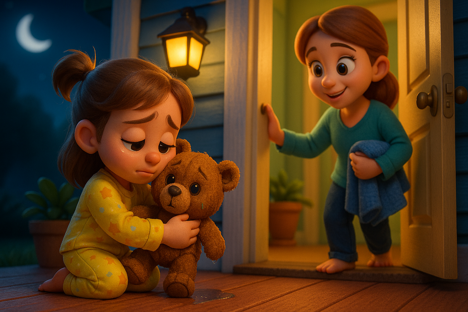 Illustration for The Forgotten Teddy, a TinyTales Land story about responsibility