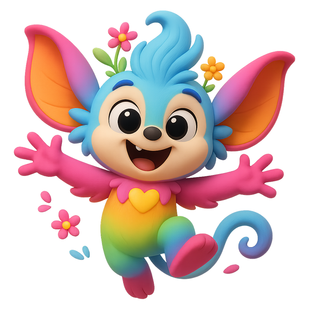 <p class="rteBlock">Pixie the rainbow fae with glowing heart and petals, symbol of love in kids’ stories.</p>