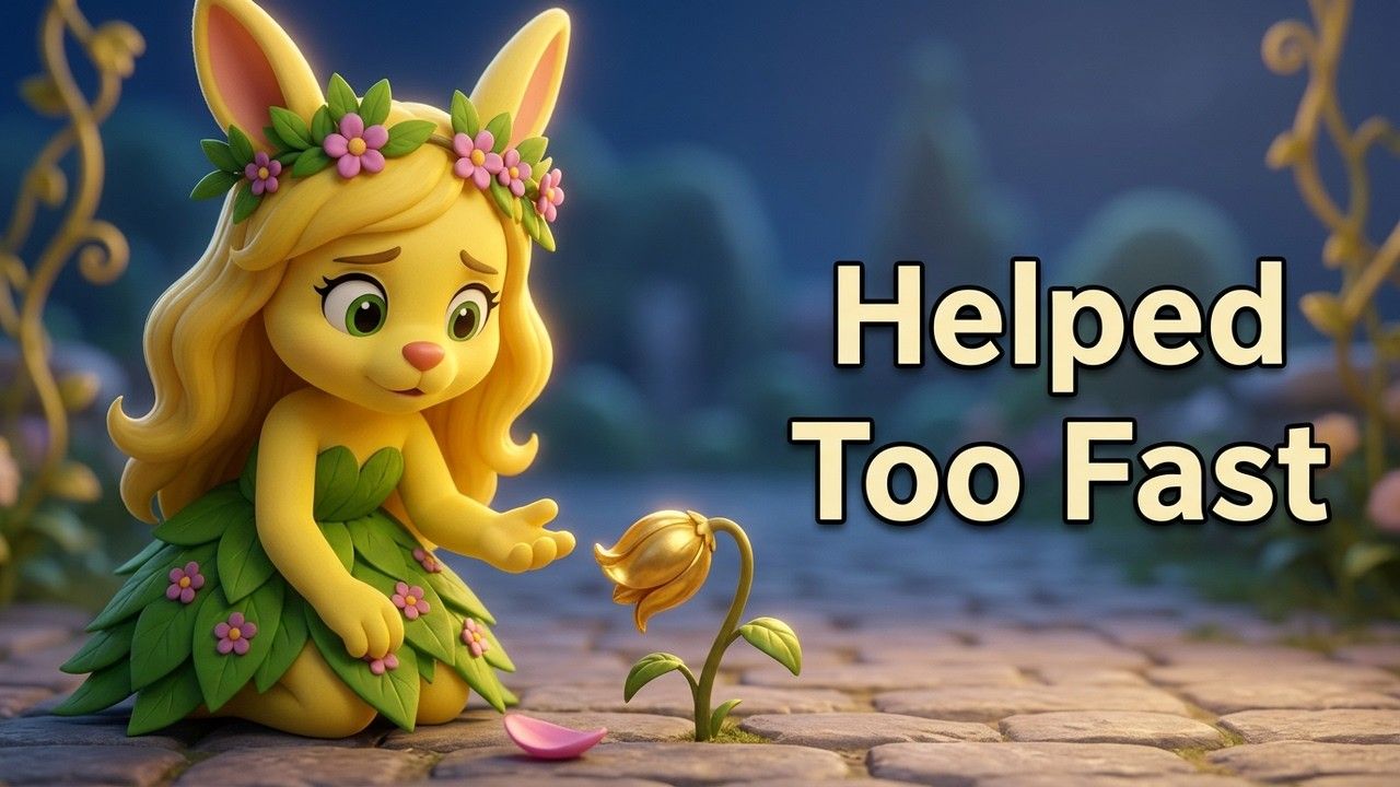 YouTube thumbnail for When a Rabbit Gently Helped, a TinyTales Nightfall bedtime story for kids.