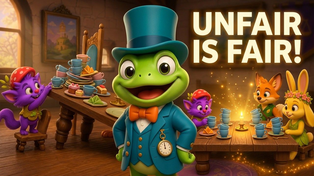 YouTube thumbnail for When Unfair Becomes Fair, a TinyTales Nightfall bedtime story for kids.