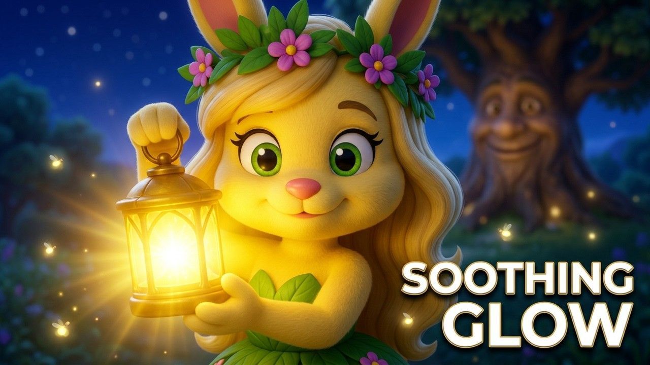 Leafy carrying a glowing golden lantern in the When Kindness Shines Brightest bedtime song.