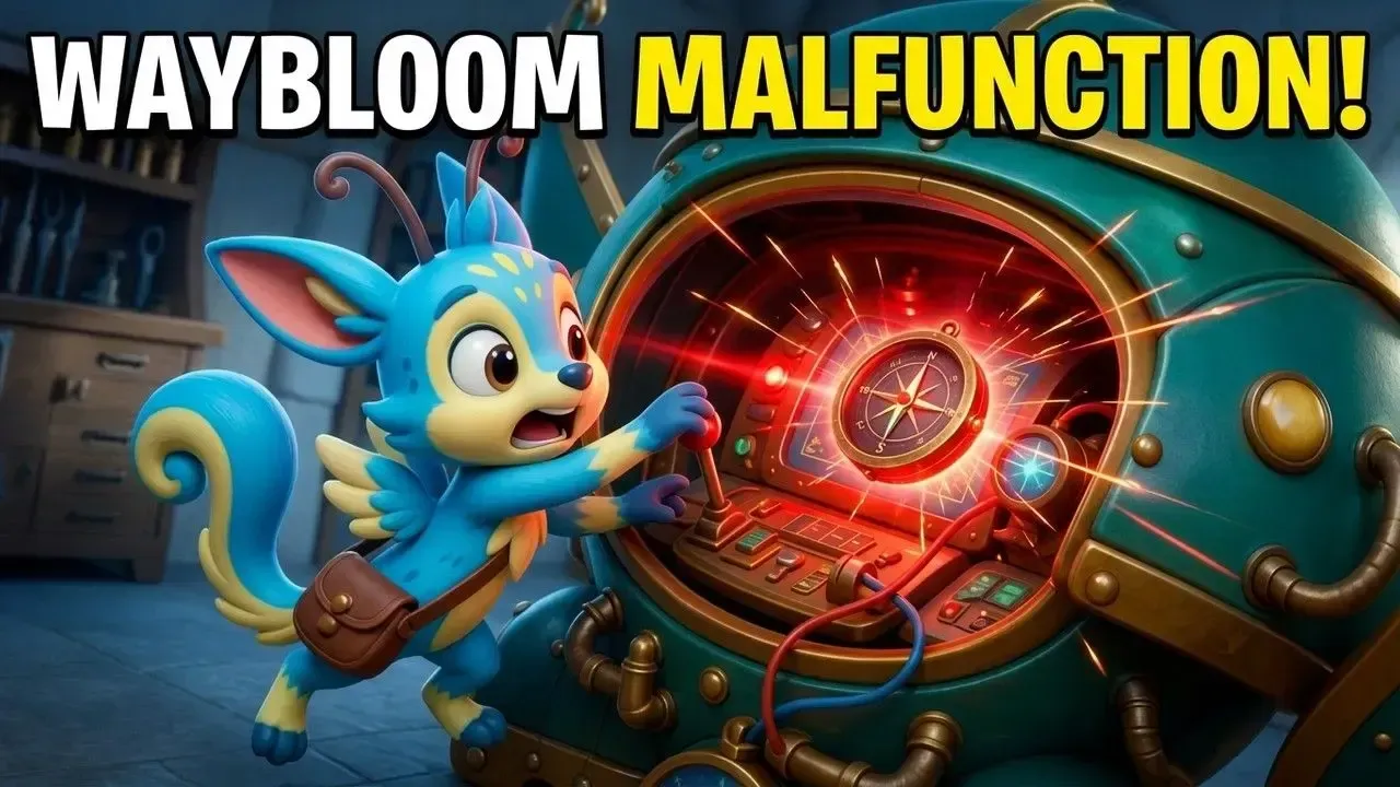 Tilda, Junior and Whimble testing the magical Waybloom exploration vehicle in a TinyTales World engineering story.