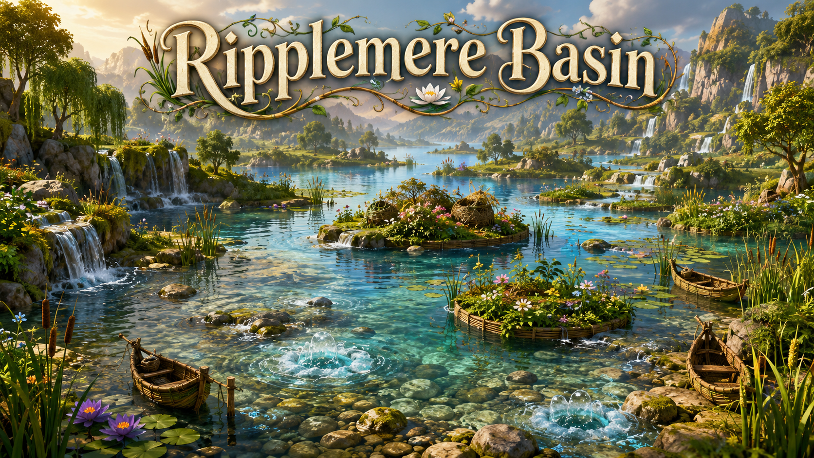 A connected freshwater region of clear lakes, winding rivers, reed-lined banks, waterfalls, islands and floating gardens.