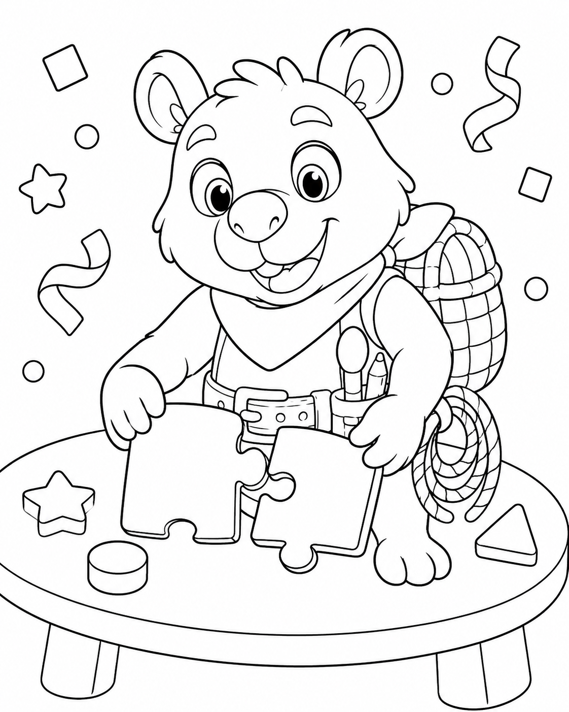 Thumbnail for Cammie's Teamwork Puzzle, a TinyTales Land cooperation coloring activity.