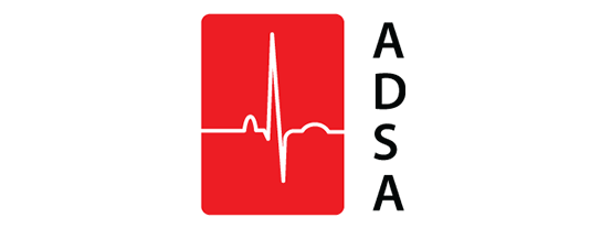 A red square with a heartbeat line inside of it