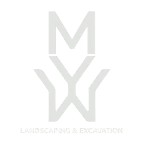 Logo for MWX Landscaping & Excavation featuring an interlocking letter monogram in light gray on a dark background.