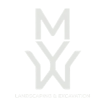 Logo for MWX Landscaping & Excavation featuring an interlocking letter monogram in light gray on a dark background.