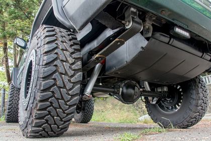 Large 4x4 ute - looking under the ute from a mechanic in mount isa's view