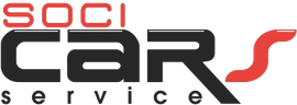 Logo di Soci Car Service in rosso, nero e grigio con scritta stilizzata a forma di auto.