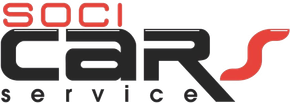 Logo di SOCI CAR Service in rosso, nero e grigio con la scritta stilizzata