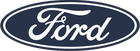 Logo Ford in lettere bianche su sfondo ovale blu.