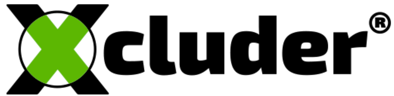 Xcluder logo with a green X and black text on a white background