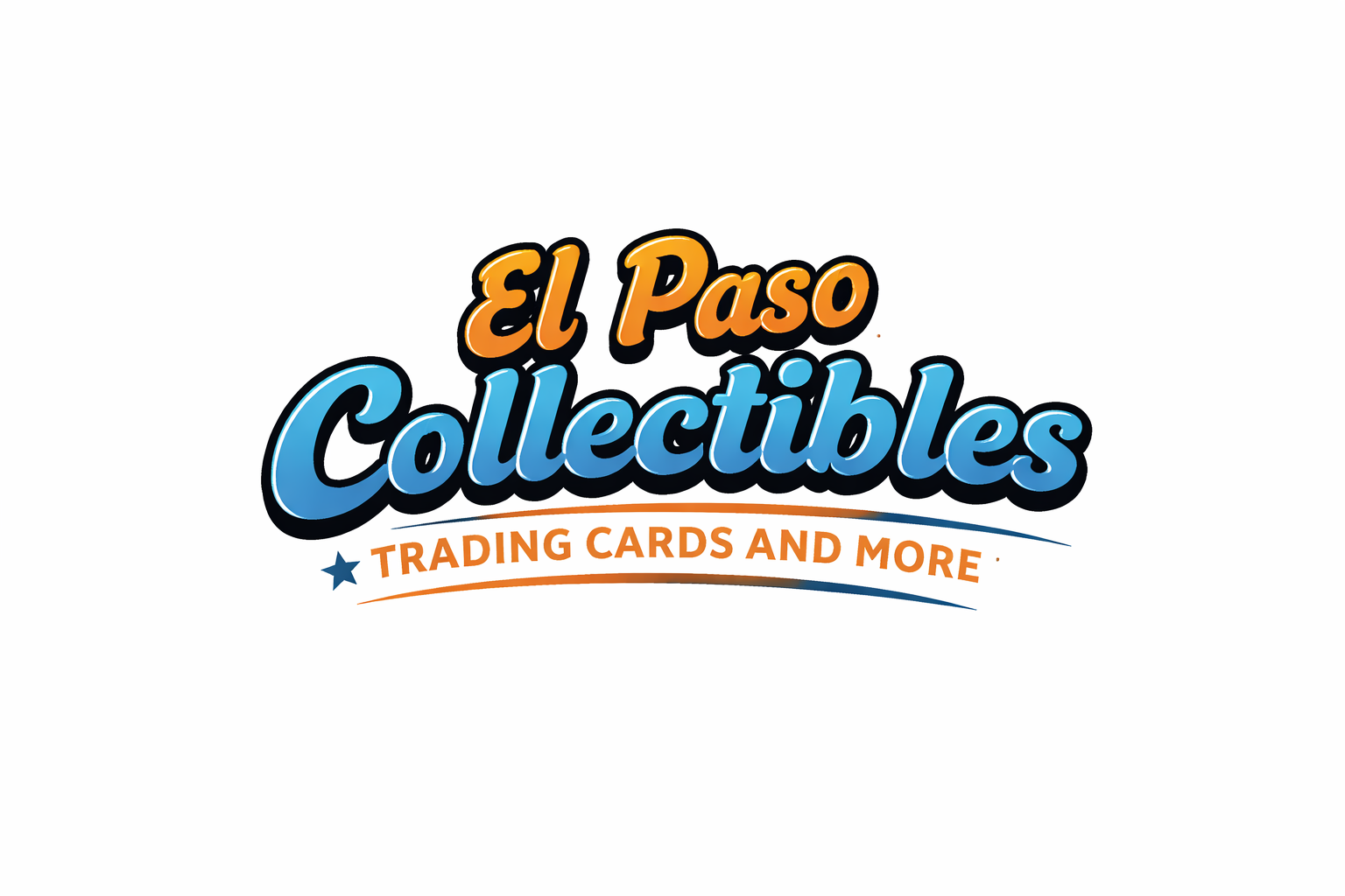 El Paso Collectibles logo with orange and blue text and “Trading Cards and More” tagline