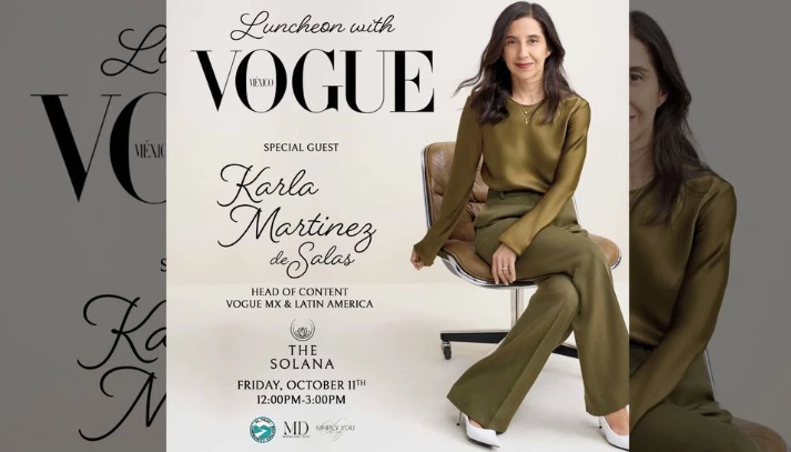 Vogue magazine cover with a woman in olive green outfit, seated on a white stool against a gray background