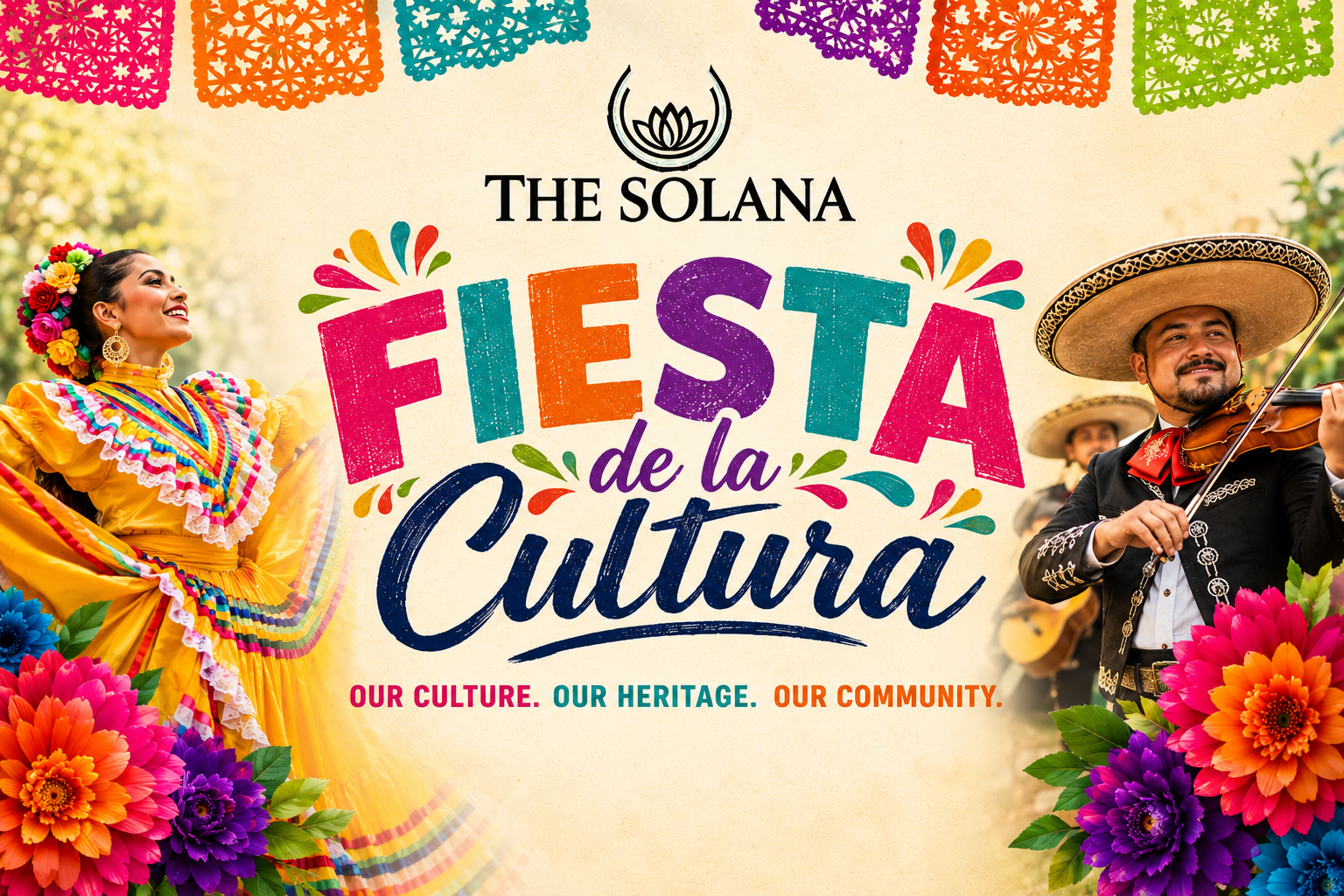 Country Fiesta 2026 poster with cowboy hat, stars, orange autumn design, and event details at The Solana
