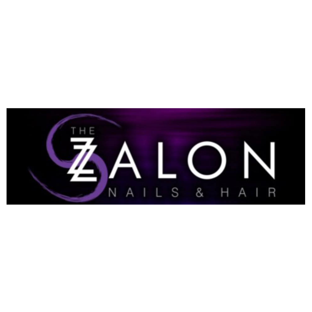 The logo for the salon nails and hair is purple and black.