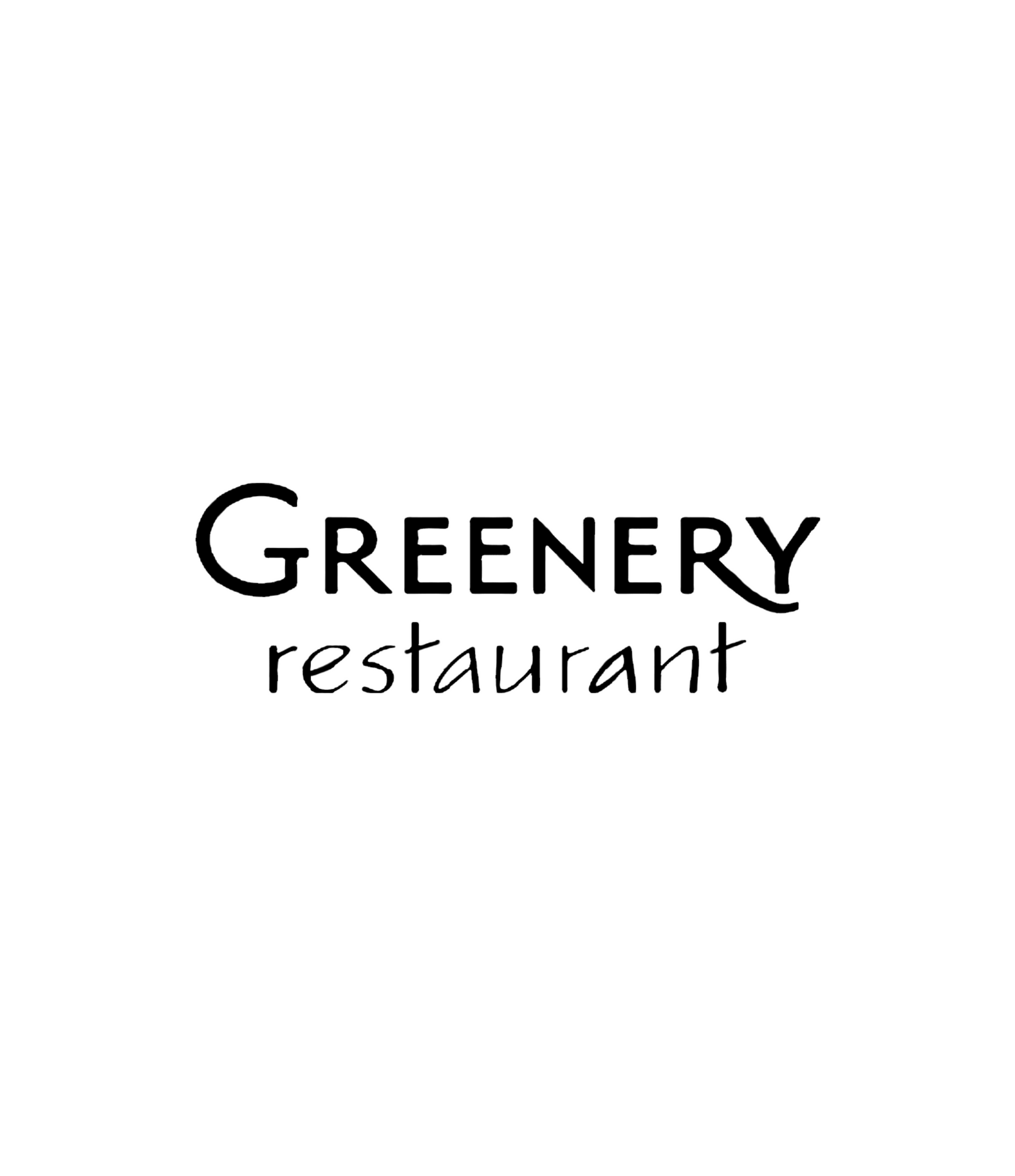 Greenery restaurant logo in black text on a white background