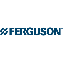 The logo for ferguson is blue and white on a white background.