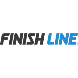A blue and black finish line logo on a white background