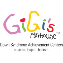 A logo for gigi 's playhouse down syndrome achievement centers