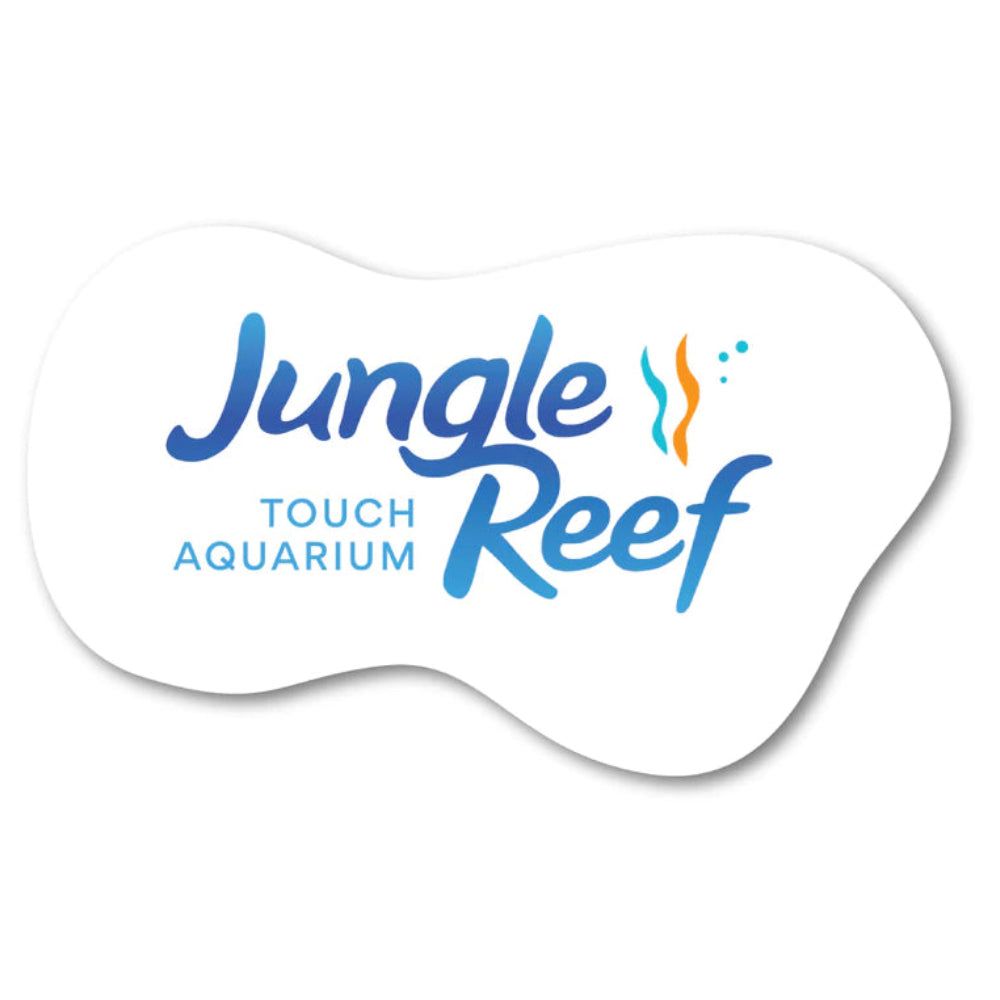 Jungle Reef Touch Aquarium logo in blue and orange on a white background